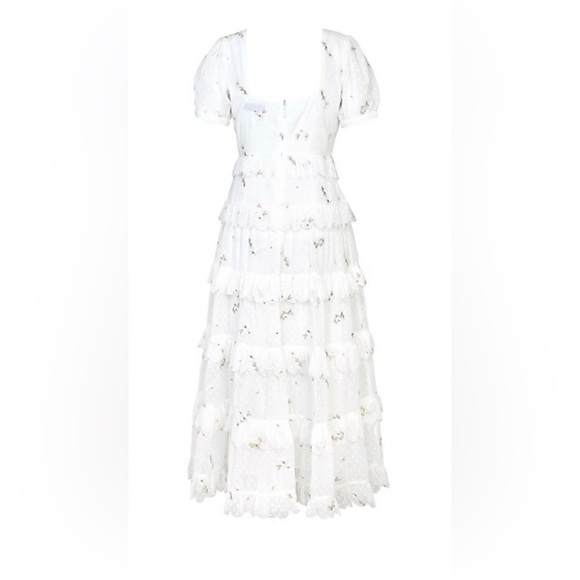NWT Adelyn Rae Embroidered Scalloped Squareneck Midi Dress - Picture 3 of 11